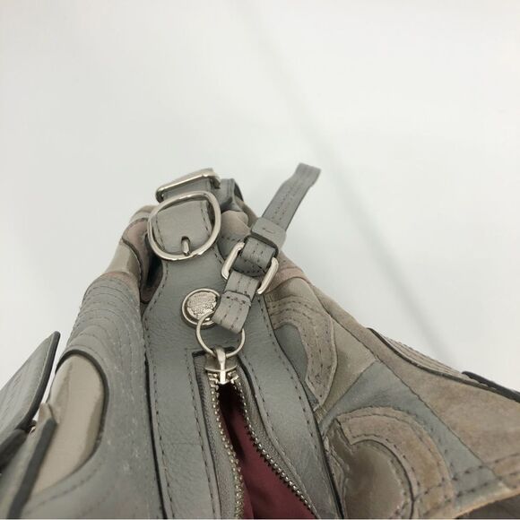 Coach RARE Mia Inlaid C Maggie Hobo Bag #15770 Gray Silver Leather - Picture 10 of 16